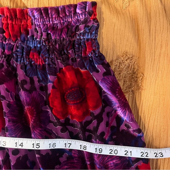Nina Pace for Anthropologie Velvet Burnout Maxi Skirt Purple Red Floral Size S - Picture 9 of 14